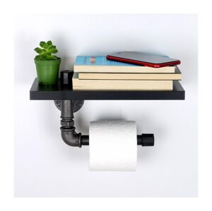 Držiak toaletného papiera s policou BORU 12x30 cm čierna