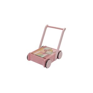 Little Dutch Little Dutch 7020LD - Drevený vozík s kockami ružová