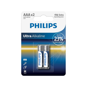 Philips Philips LR03E2B/10 - 2 ks Alkalická batéria AAA ULTRA ALKALINE 1,5V