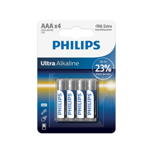 Philips Philips LR03E4B/10 - 4 ks Alkalická batéria AAA ULTRA ALKALINE 1,5V