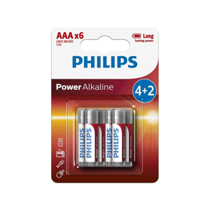 Philips Philips LR03P6BP/10 - 6 ks Alkalická batéria AAA POWER ALKALINE 1,5V