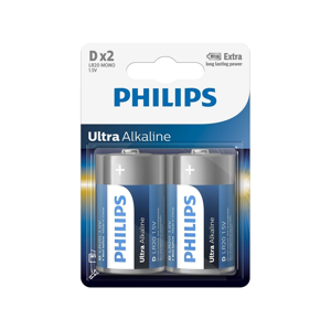 Philips Philips LR20E2B/10 - 2 ks Alkalická batéria D ULTRA ALKALINE 1,5V