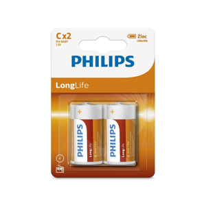 Philips Philips R14L2B/10 - 2 ks Zinkochloridová batéria C LONGLIFE 1,5V