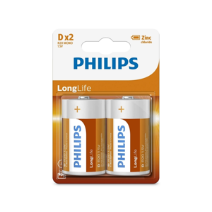 Philips Philips R20L2B/10 - 2 ks Zinkochloridová batéria D LONGLIFE 1,5V