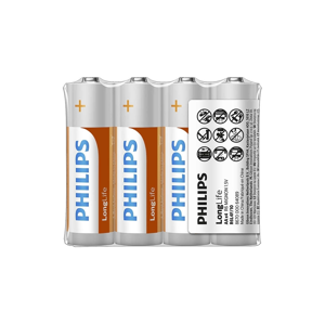 Philips Philips R6L4F/10 - 4 ks Zinkochloridová batéria AA LONGLIFE 1,5V